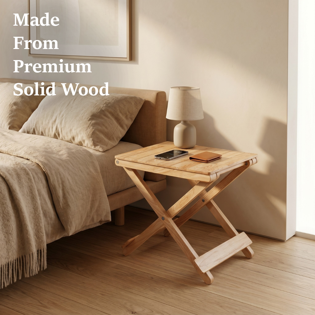 Solid Wood Compact Companion - Wooden Folding Table - Natural