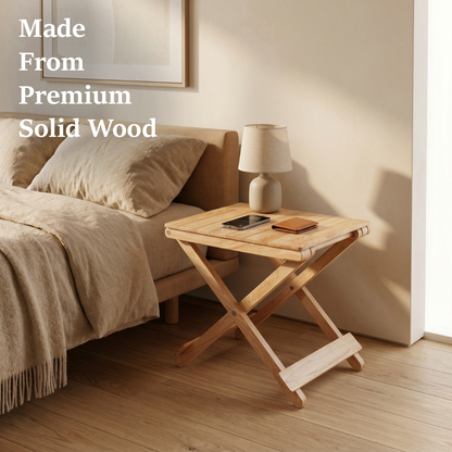 Solid Wood Compact Companion - Wooden Folding Table - Natural
