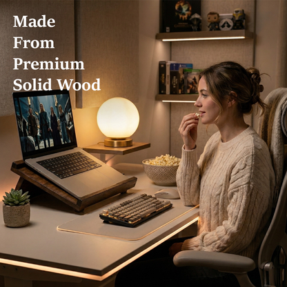 Solid Wood Adjustable Laptop Stand – 3-Level Height, Portable & Durable