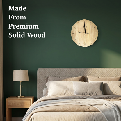 12-Sided Wooden Wall Clock – Geometric Dodecagon Design