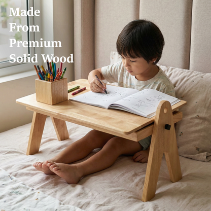 FlexiDesk - Foldable Laptop Table | Solid Wood & Adjustable with storage
