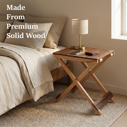 Solid Wood Compact Companion - Wooden Folding Table