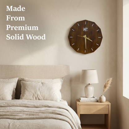 12-Sided Wooden Wall Clock – Geometric Dodecagon Design