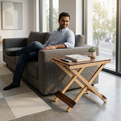 Solid Wood Compact Companion - Wooden Folding Table
