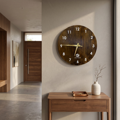Round Wall Clock – Wooden Wall Clock for Home & Office