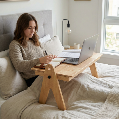 FlexiDesk - Foldable Laptop Table | Solid Wood & Adjustable with storage