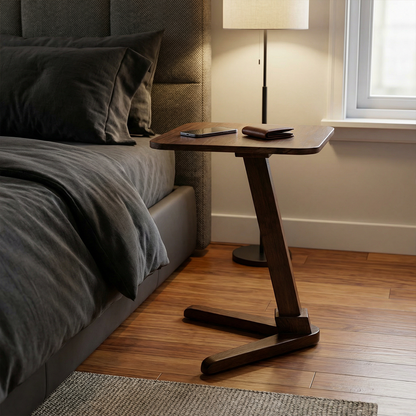 Solid Rubberwood End Table | Square Tabletop with Angled Legs