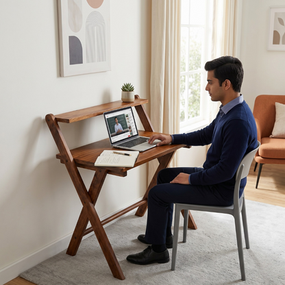 Study Nook: Solid Wood Dual Platform Study Desk / Table