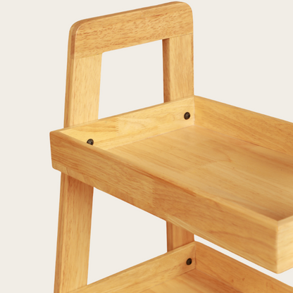 Solid Wood 3-Tier Shelf Rack - Wooden Corner Shelf