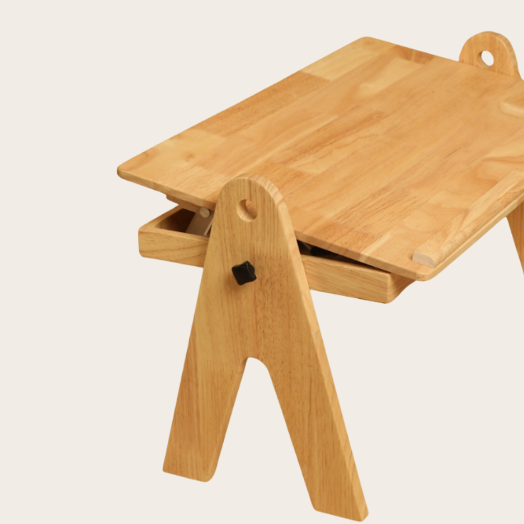 FlexiDesk - Foldable Laptop Table | Solid Wood & Adjustable with storage