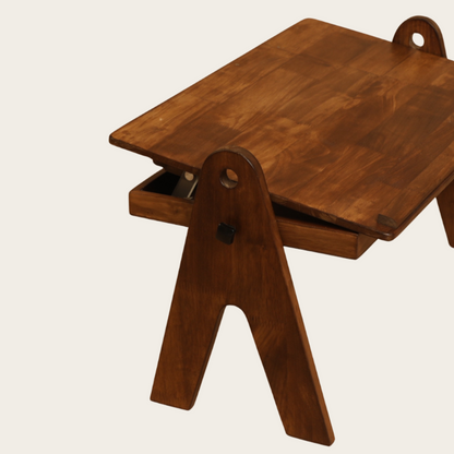 FlexiDesk - Foldable Laptop Table | Solid Wood & 3 level height adjustable laptop table with storage