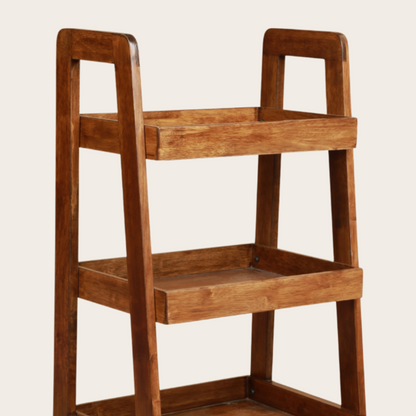 Solid Wood 3-Tier Shelf Rack - Wooden Corner Shelf