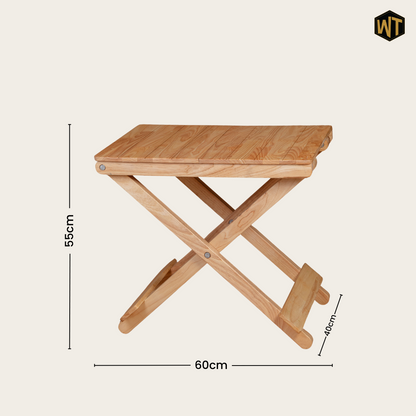 Solid Wood Compact Companion - Wooden Folding Table - Natural