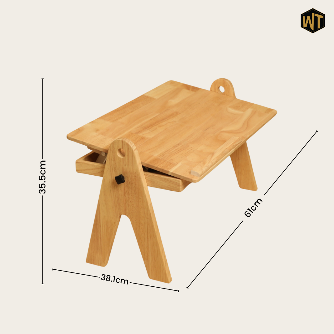FlexiDesk - Foldable Laptop Table | Solid Wood & Adjustable with storage