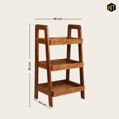 Solid Wood 3-Tier Shelf Rack - Wooden Corner Shelf