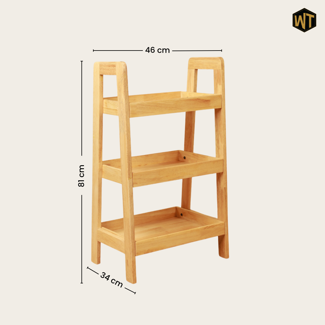 Solid Wood 3-Tier Shelf Rack – Perfect Corner Shelf for Any Room