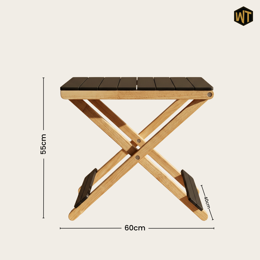 Solid Wood Compact Companion - Wooden Folding Table