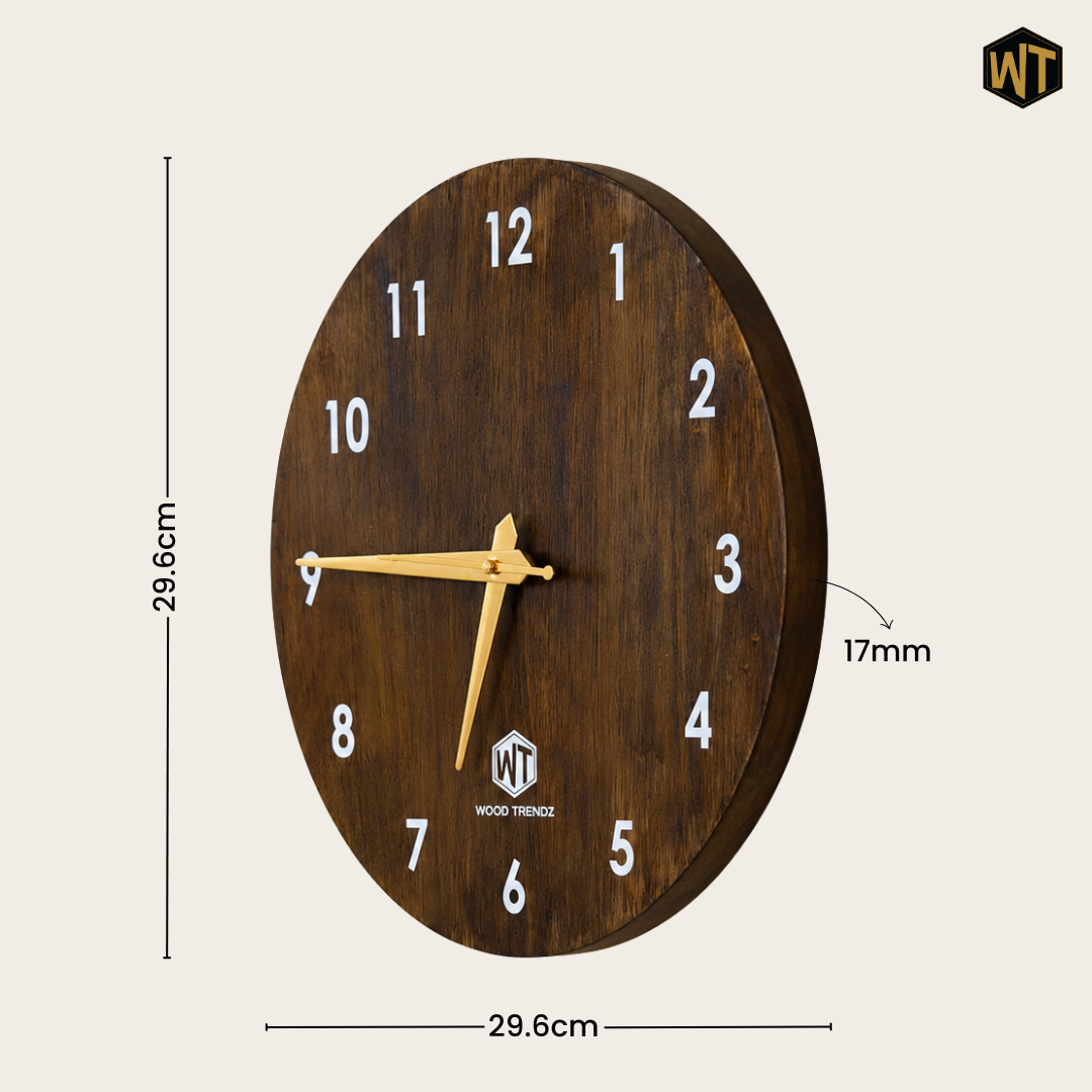 Round Wall Clock – Wooden Wall Clock for Home & Office