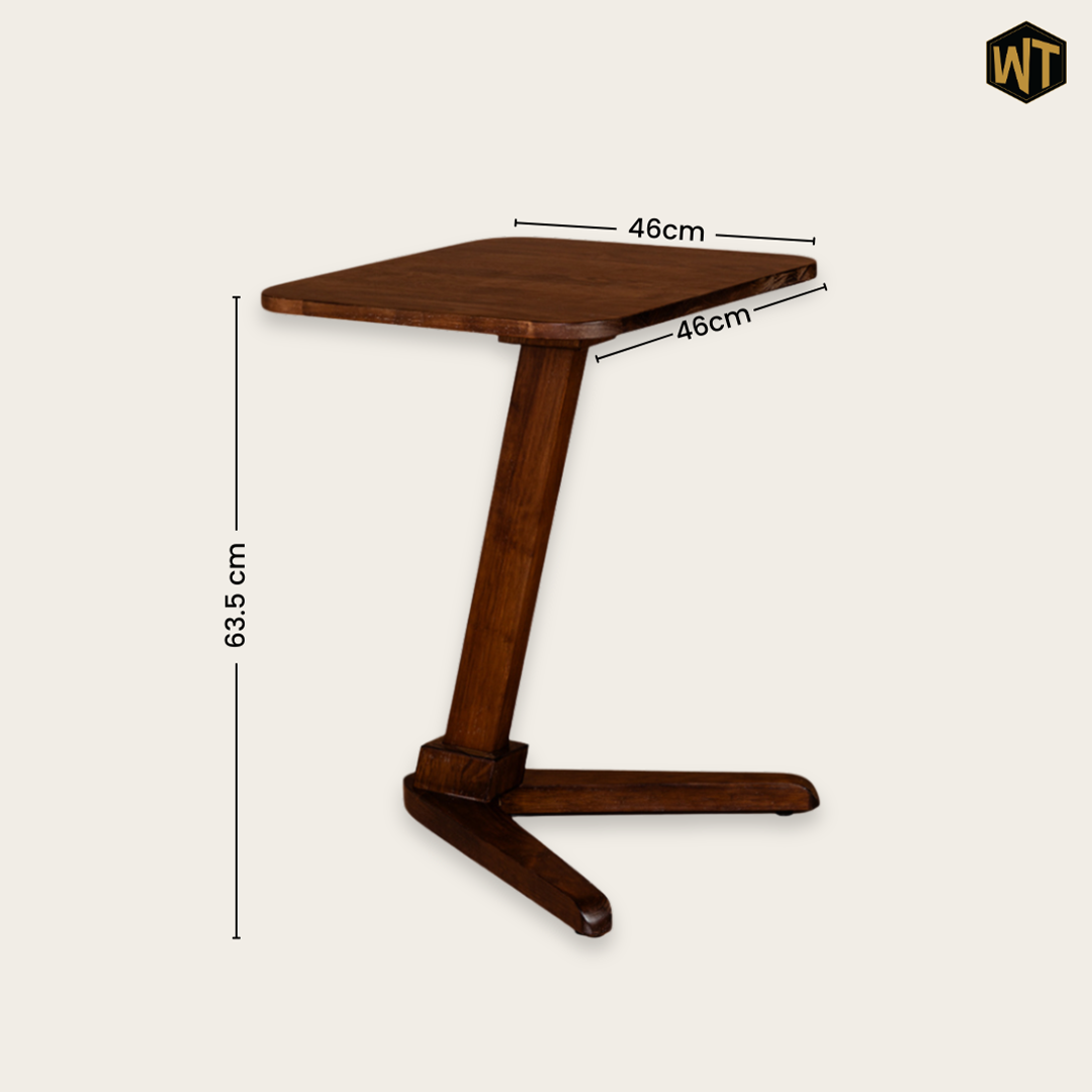 Solid Rubberwood End Table | Square Tabletop with Angled Legs