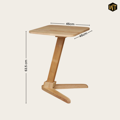 Solid Rubberwood End Table | Square Tabletop with Angled Legs