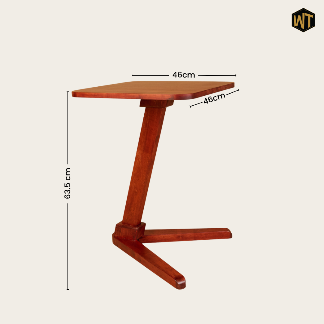 Solid Rubberwood End Table | Square Tabletop with Angled Legs