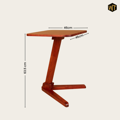 Solid Rubberwood End Table | Square Tabletop with Angled Legs