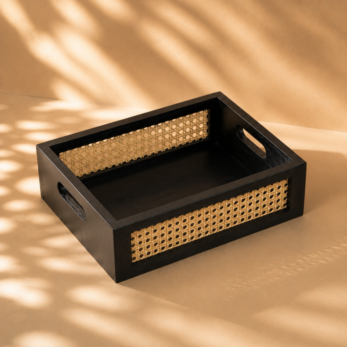 Solid Wood and Rattan Wicker Storage Basket