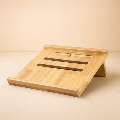 Solid Wood Adjustable Laptop Stand – 3-Level Height, Portable & Durable