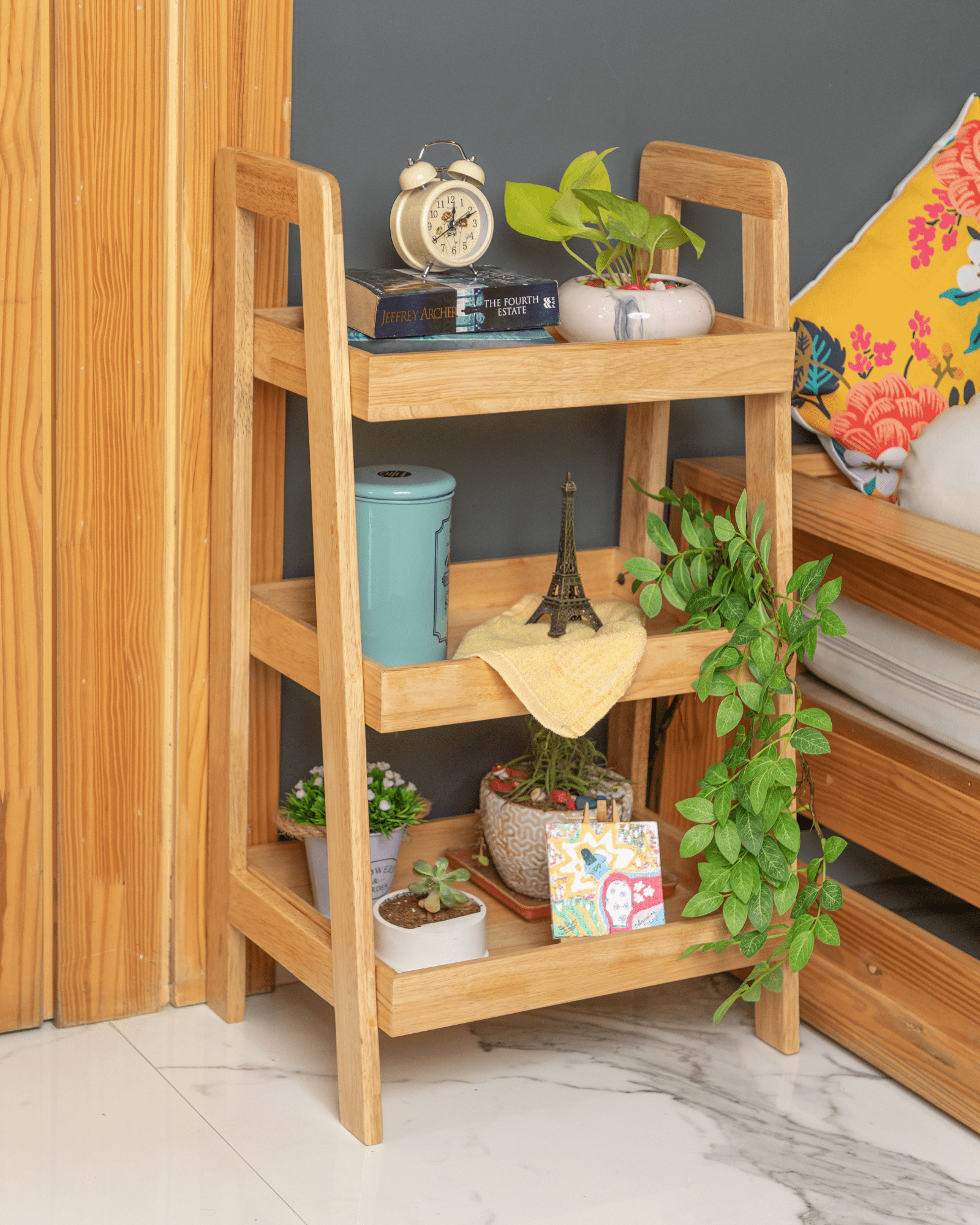 Solid Wood 3 Tier Shelf Rack Perfect Corner Shelf for Any Room Wood Trendz