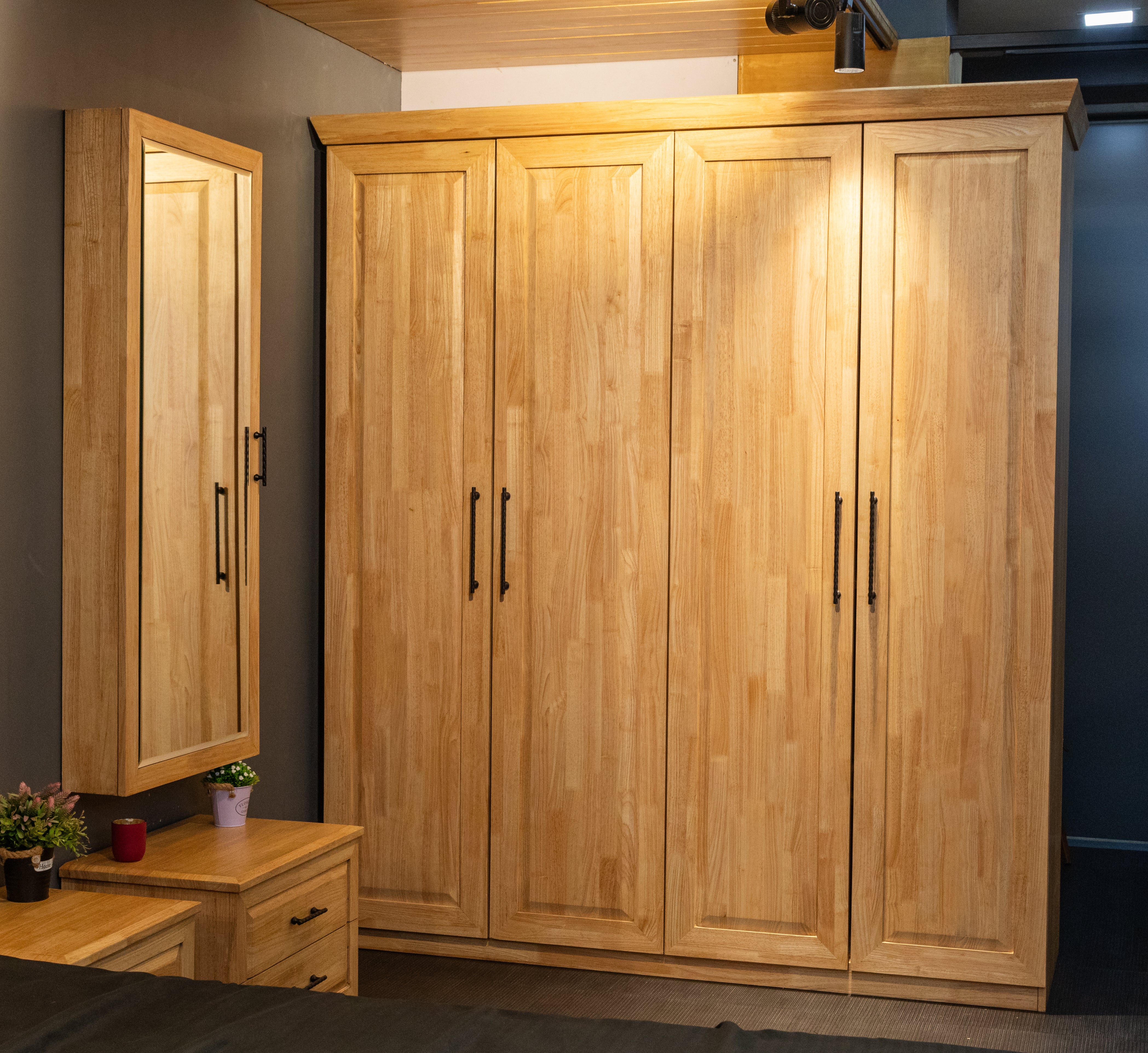 Solid Wood Double Door Wardrobe with Maximum Storage - Versatile Dual Cupboard Design