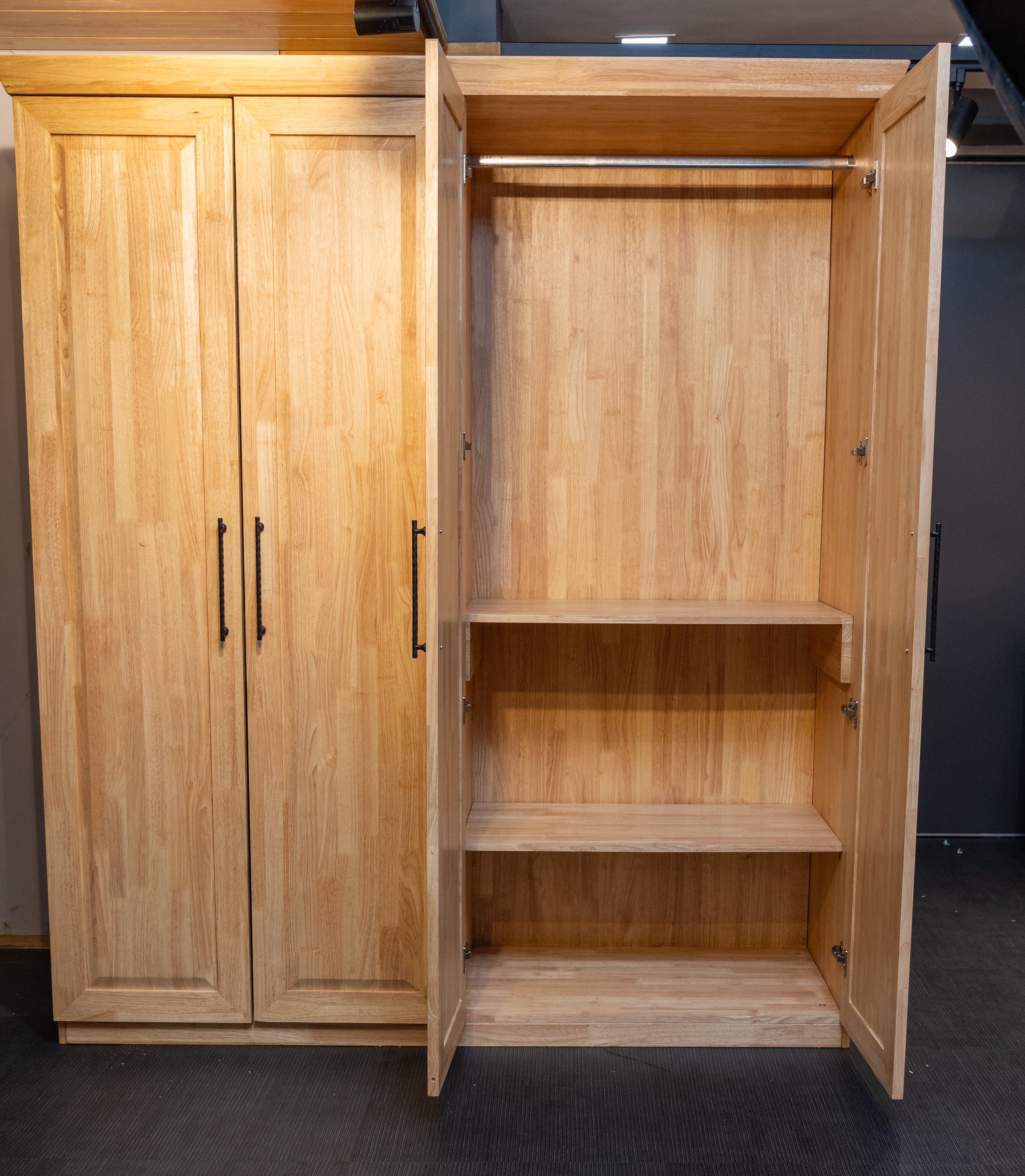 Solid Wood Double Door Wardrobe with Maximum Storage - Versatile Dual Cupboard Design