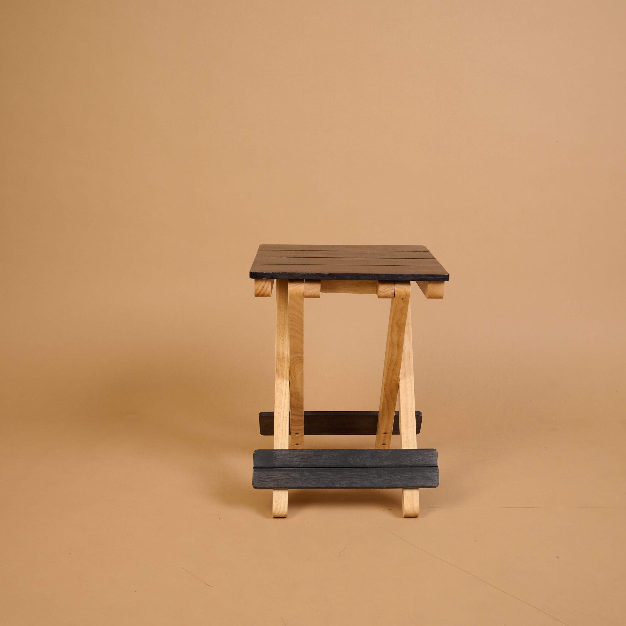 Foldable Compact Wood Stool - Black