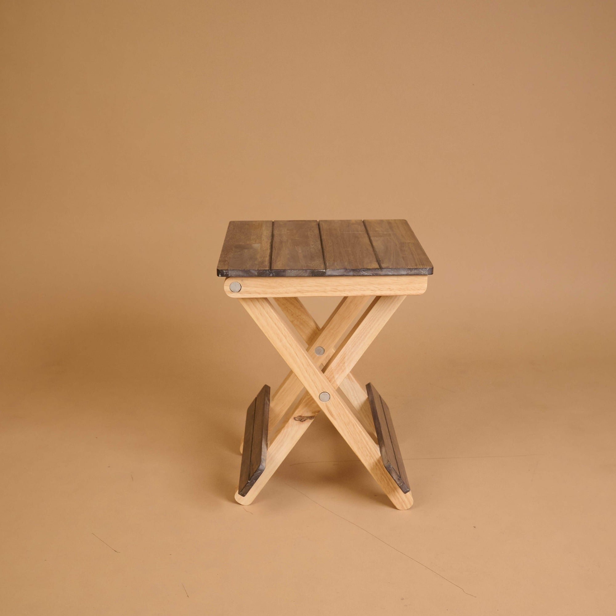 Foldable Compact Wood Stool - Grey