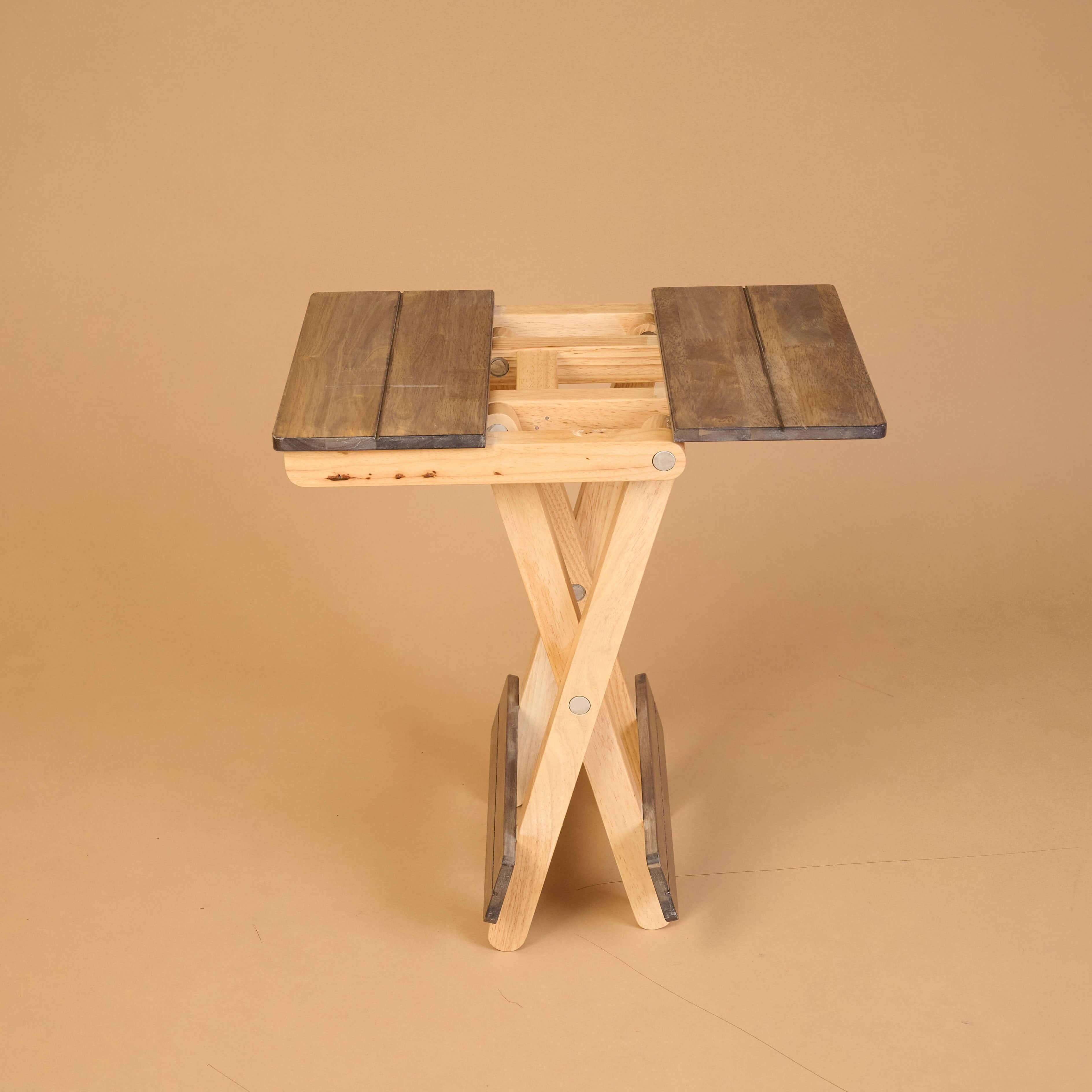 Foldable Compact Wood Stool - Grey