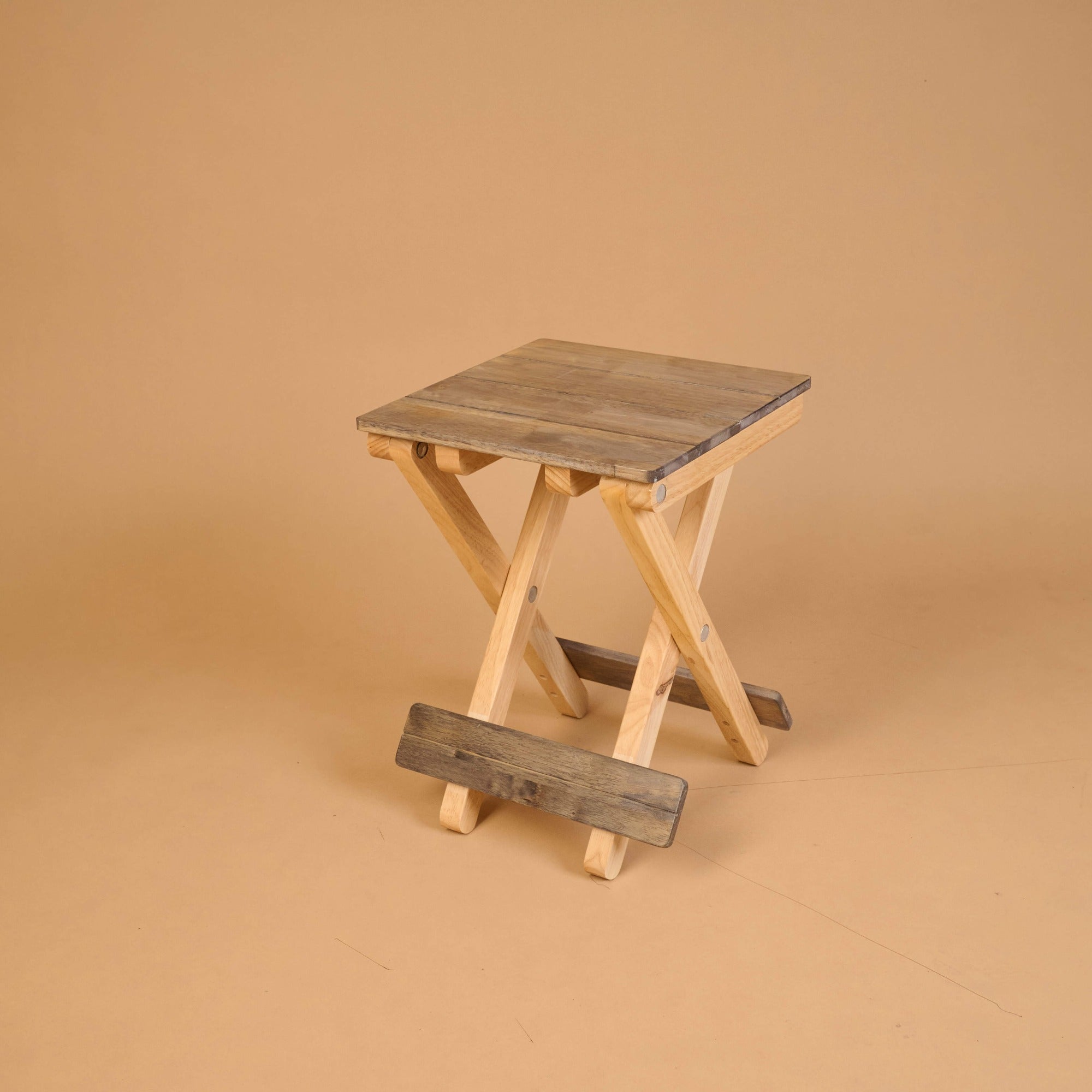 Foldable Compact Wood Stool - Grey