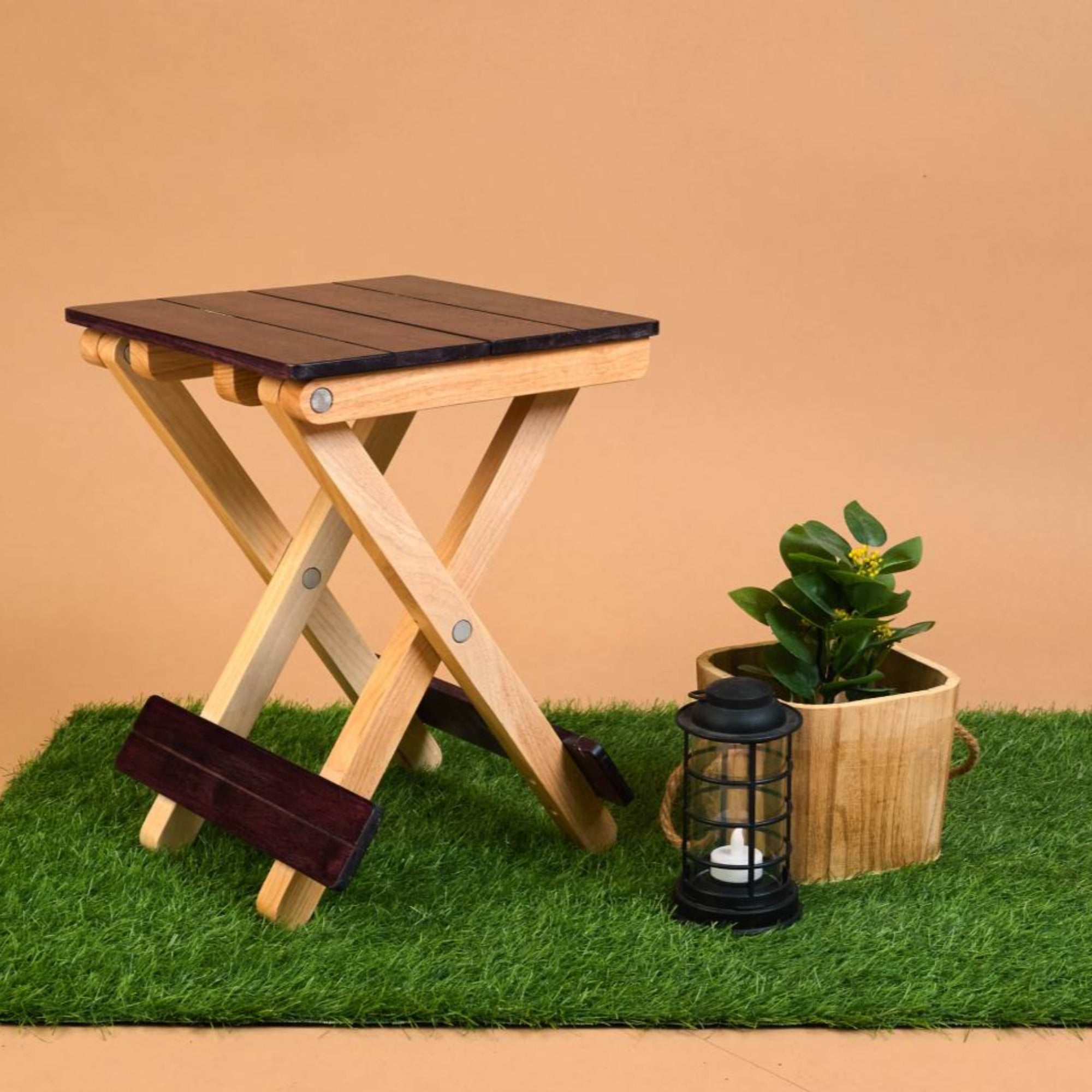 Foldable Compact Wood Stool - Rose Wood