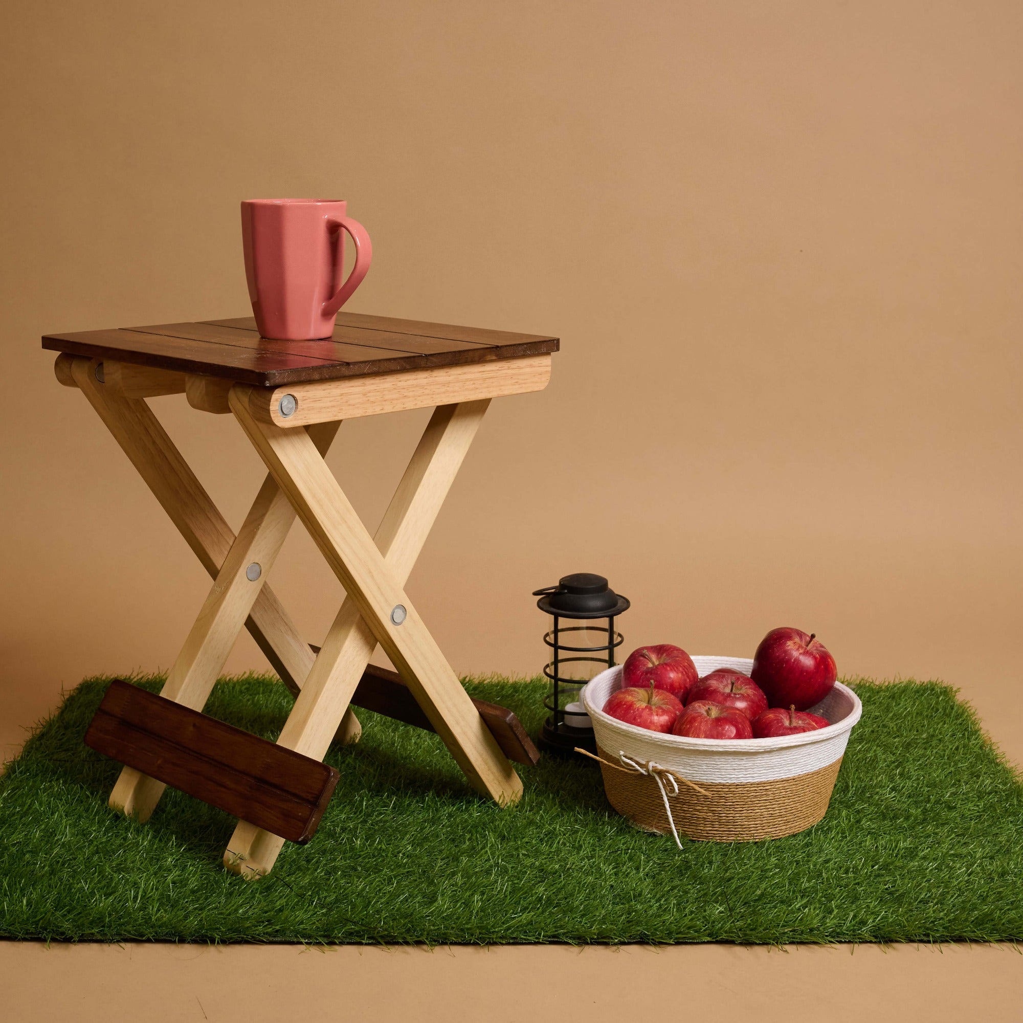 Foldable Compact Wood Stool - Walnut