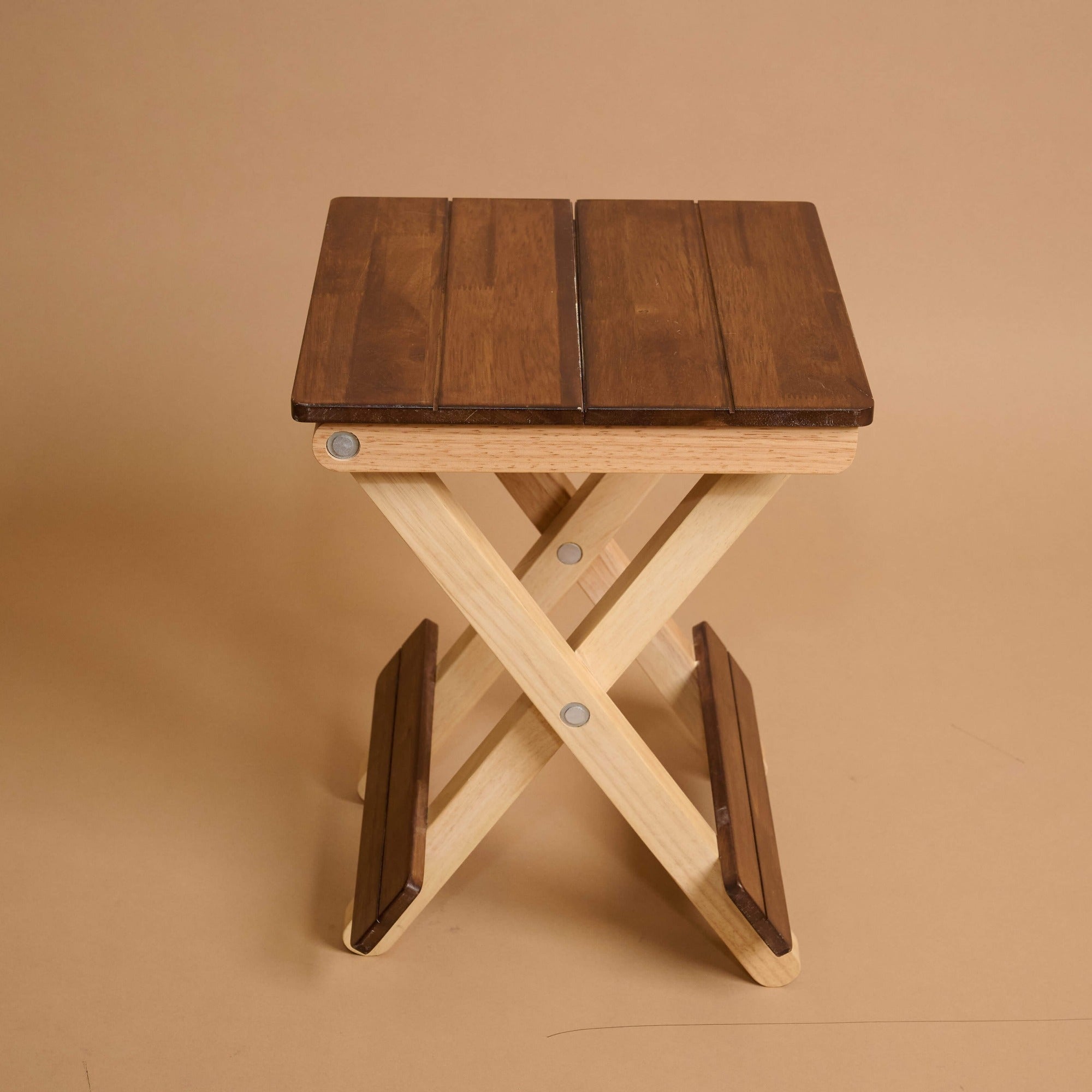 Foldable Compact Wood Stool - Walnut