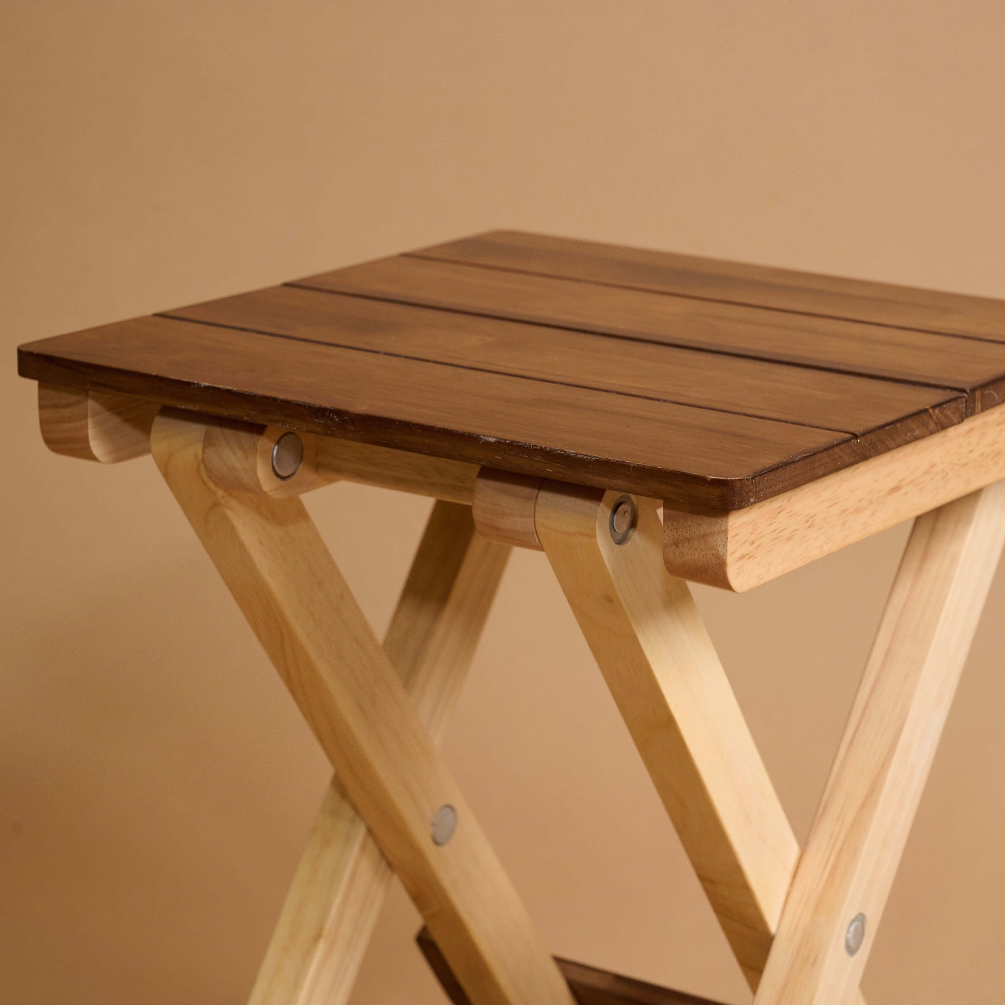 Foldable Compact Wood Stool - Walnut