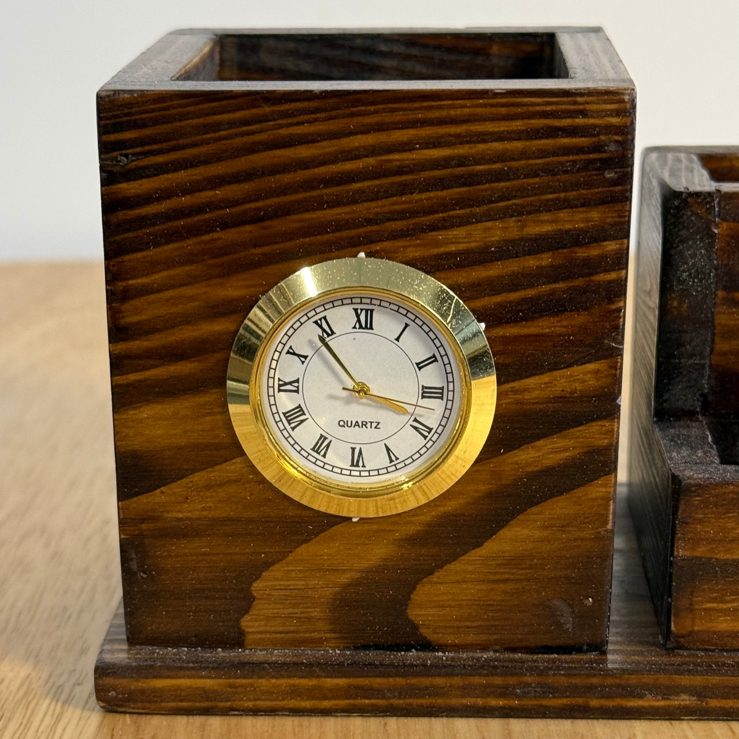 Wooden Pen Stand – Multi-Functional Desk Organizer with Phone & Card Holder
