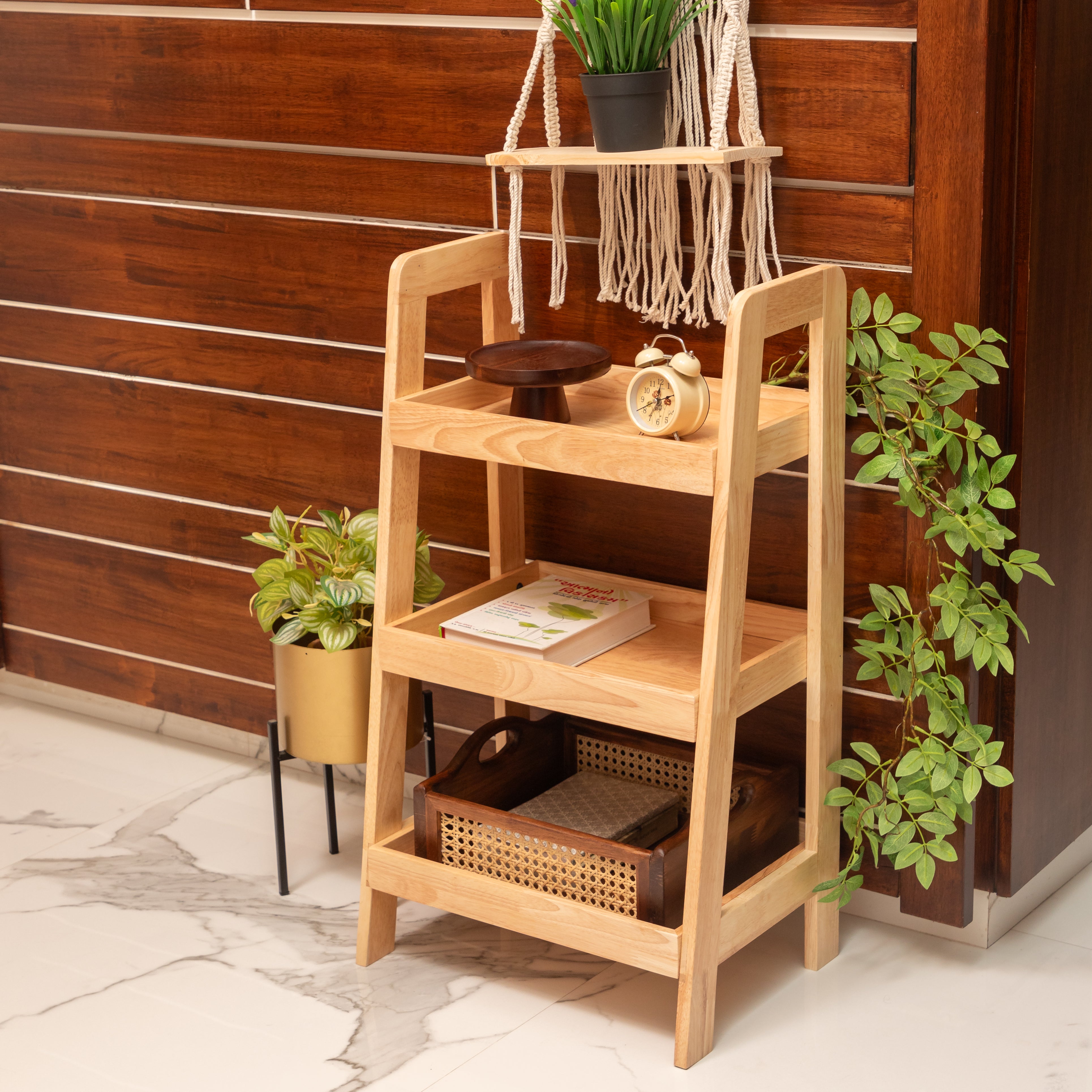 Solid Wood 3-Tier Shelf Rack - Natural