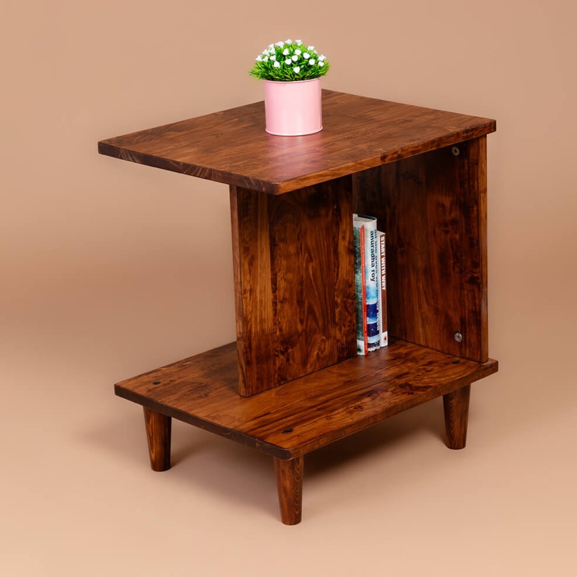 Slumber Shelf: Solid Wood Side Table - Walnut