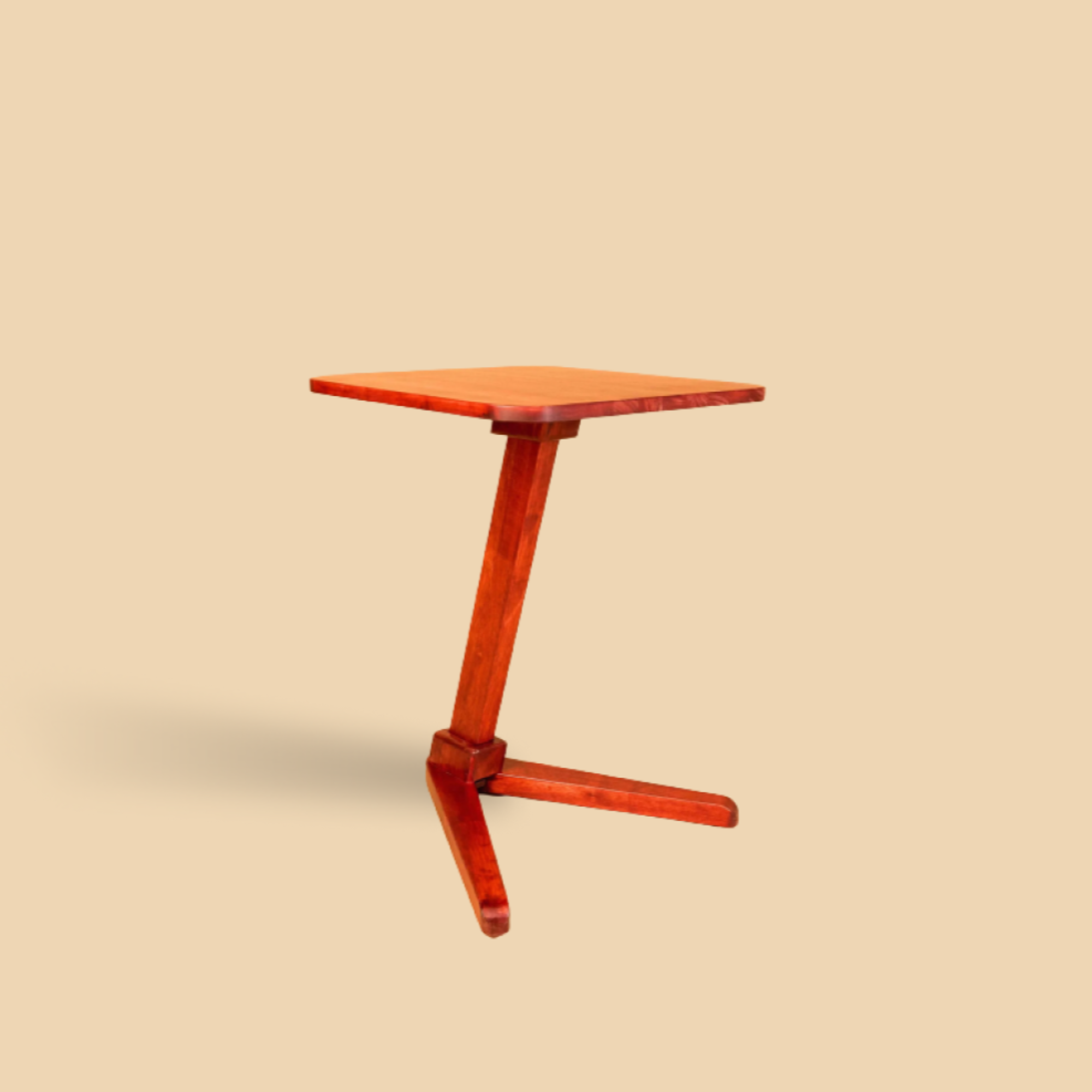  Solid Wood Square End Table - Red Brown