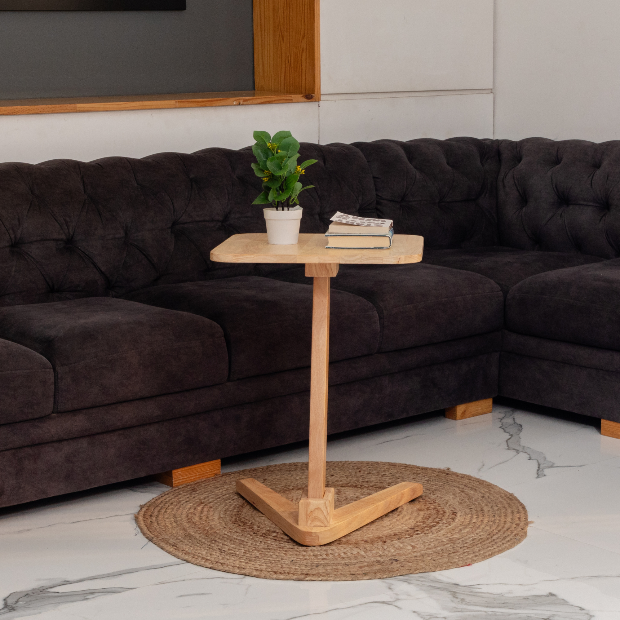 Solid Wood Square End Table - Natural