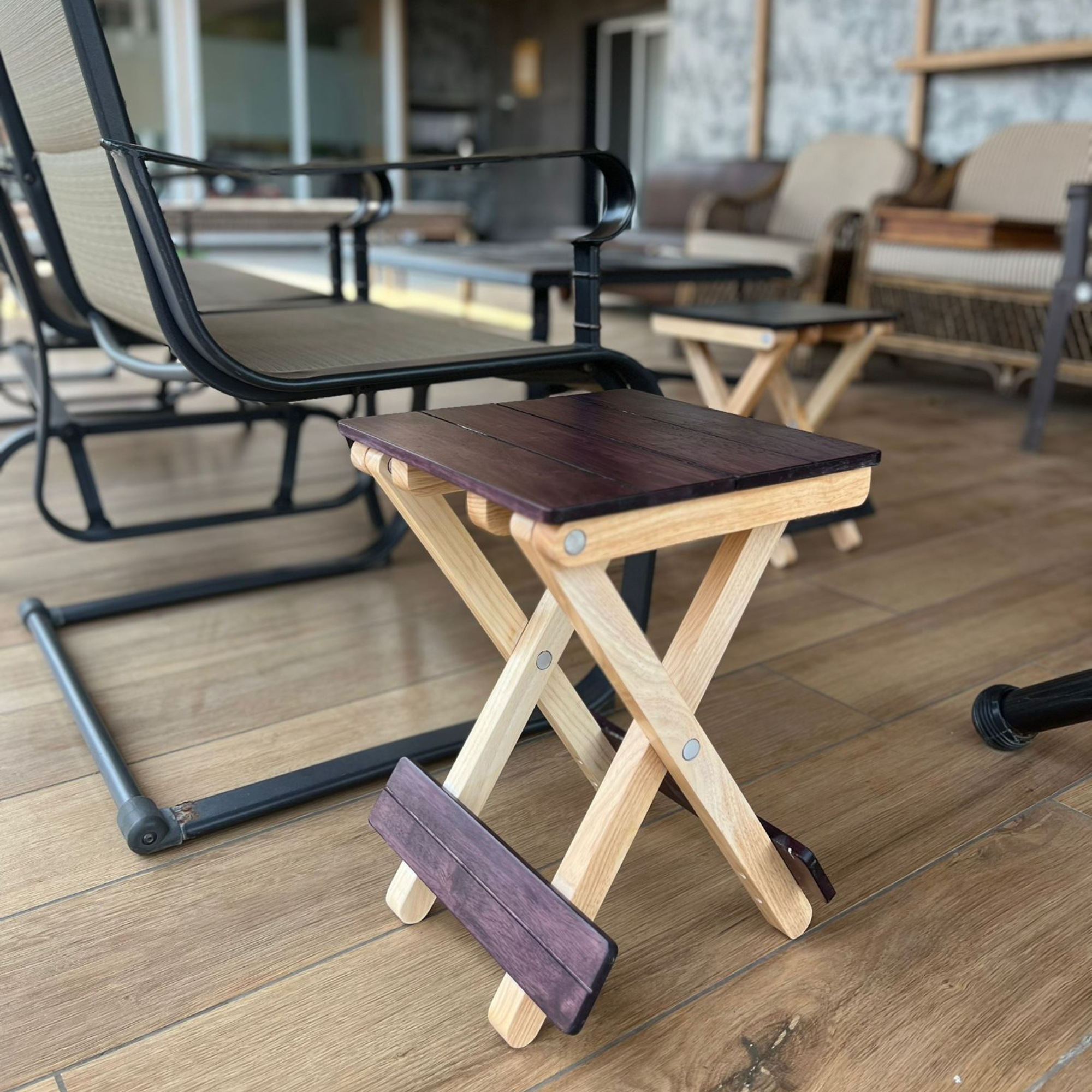 Foldable Compact Wood Stool: Stylish and Practical Seating Solution - Rose Wood