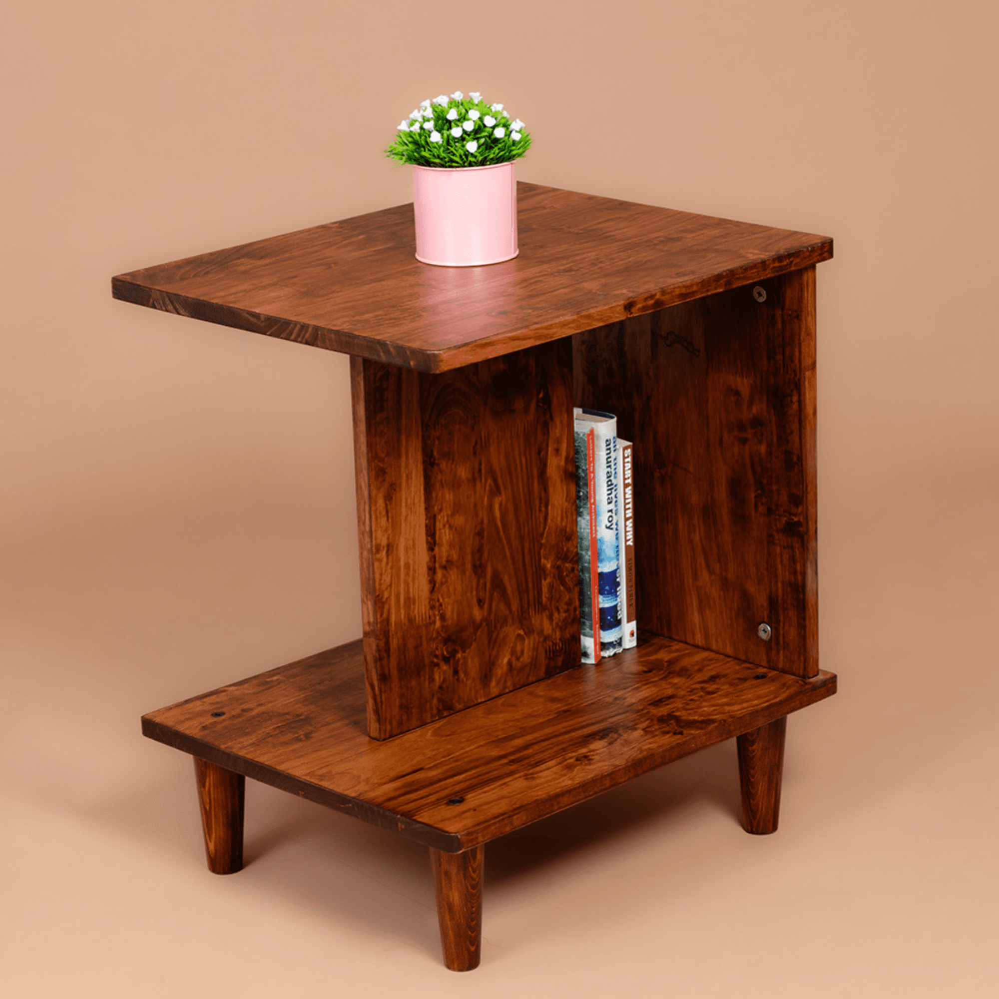 Slumber Shelf: Solid Wood Side Table - Walnut