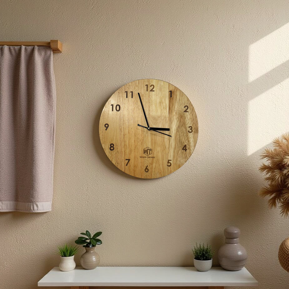 Round Wall Clock – Wooden Wall Clock for Home & Office