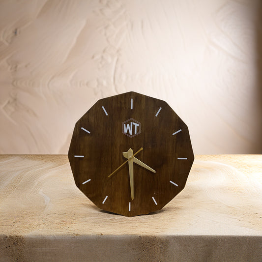 12-Sided Wooden Wall Clock – Geometric Dodecagon Design