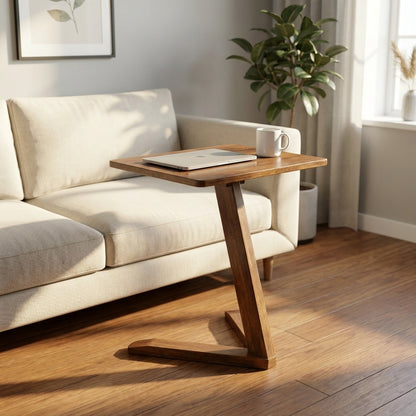 Solid Rubberwood Mini End Table beside a sofa in a living room, solid rubberwood | WoodTrendz